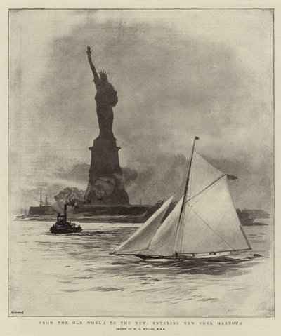 Ze Starého světa do Nového, vstup do přístavu New York od William Lionel Wyllie