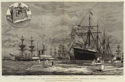Některá plavidla Evoluční flotily pod vedením admirála sira G Hornbyho od William Lionel Wyllie