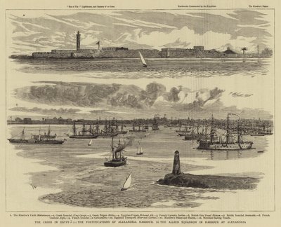 Krize v Egyptě, opevnění alexandrijského přístavu, spojenecká eskadra v přístavu v Alexandrii od William Lionel Wyllie