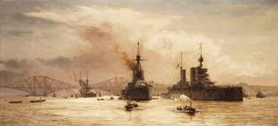 První bitevní eskadra opouštějící Forth do bitvy o Jutsko, 1917 od William Lionel Wyllie