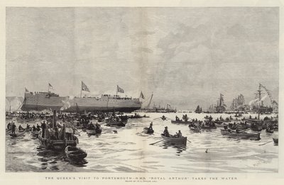 Královnina návštěva v Portsmouthu, HMS Royal Arthur bere vodu od William Lionel Wyllie