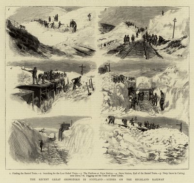 Nedávná velká sněhová bouře ve Skotsku, scény na Highland Railway od William Lionel Wyllie