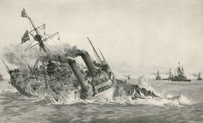 Potopení H. M. S. Victoria po kolizi s H. M. S. Camperdownem od William Lionel Wyllie