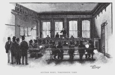 Aukční trh, Tokenhouse Yard (litho) od William Luker