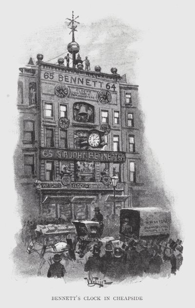 Bennettovy hodiny v Cheapside (litho) od William Luker