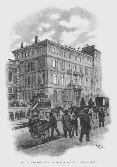 Britská a zahraniční biblická společnost, Queen Victoria Street (litho) od William Luker