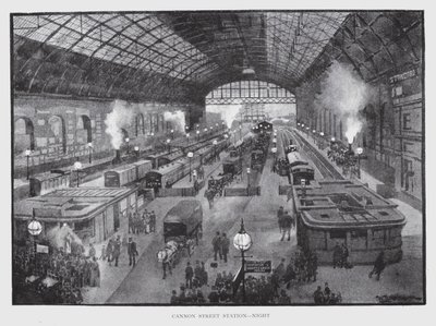 Cannon Street Station, noc (litho) od William Luker
