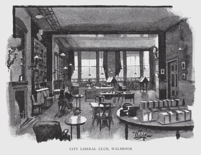City Liberal Club, Walbrook (litho) od William Luker