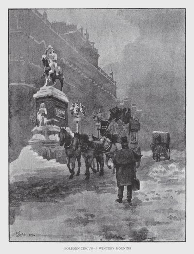Holborn Circus, zimní ráno (litho) od William Luker