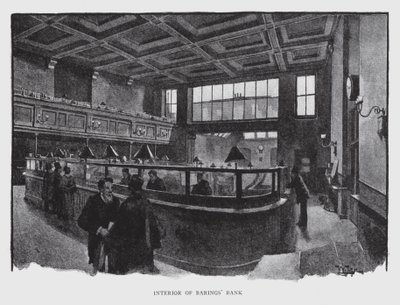 Interiér Baringsovy banky (litho) od William Luker