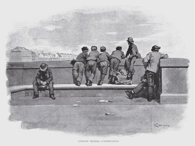 London Bridge, Nezaměstnaní (litho) od William Luker