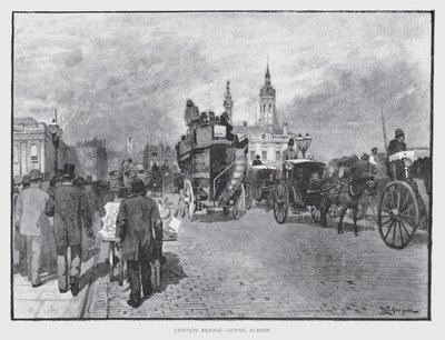 London Bridge, jdoucí přes (litho) od William Luker