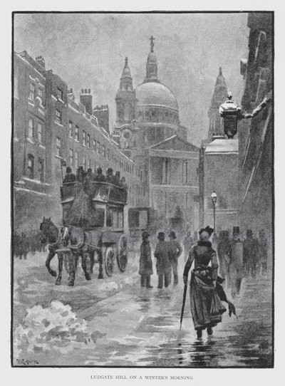 Ludgate Hill za zimního rána (litho) od William Luker