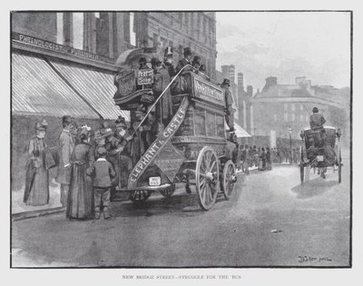 New Bridge Street, boj o „autobus (litho) od William Luker