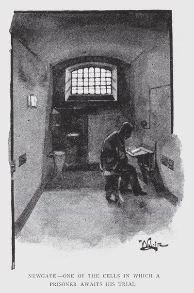 Newgate, jedna z cel, ve které vězeň čeká na svůj proces (litho) od William Luker