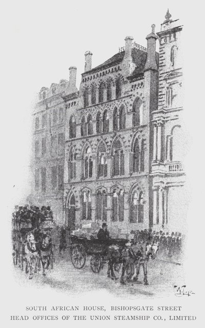 South African House, Bishopsgate Street, ústředí Union Steamship Co, Limited (litho) od William Luker