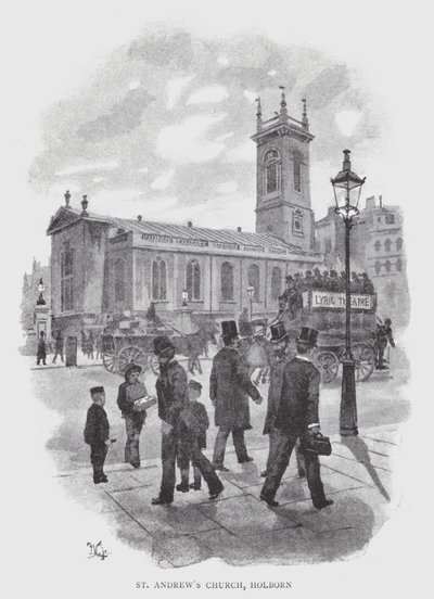Kostel svatého Ondřeje, Holborn (litho) od William Luker