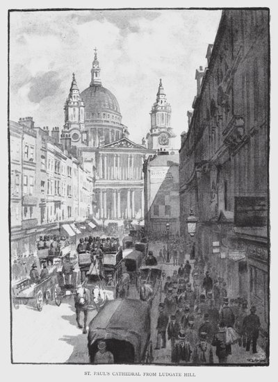 Katedrála svatého Pavla z Ludgate Hill (litho) od William Luker