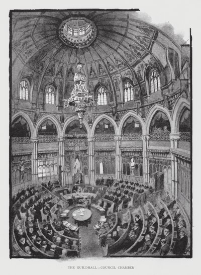 The Guildhall, Council Chamber (litho) od William Luker
