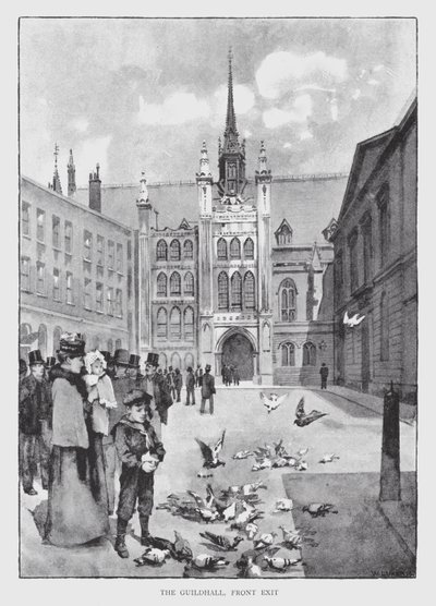 Guildhall, přední východ (litho) od William Luker