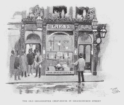 The Old Grasshopper Chop-House v Gracechurch Street (litho) od William Luker