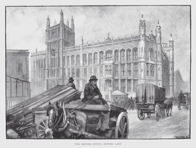 Záznamová kancelář, Fetter Lane (litho) od William Luker