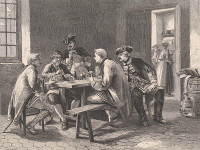Vojáci hrající na karty, z Illustrated London News, 4. května 1861 od William Luson Thomas