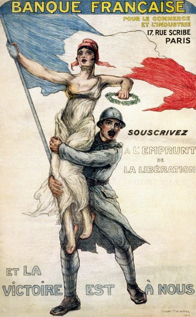 Francouzská banka pro obchod a průmysl. Plakát pro národní půjčku: „“ Předplaťte si Liberation Loan and Victory Is Own““ – nemocný. od Williama Malherbeho od William Malherbe