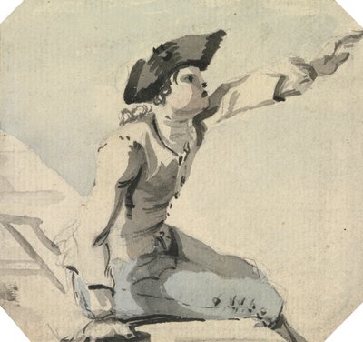 Muž sedící na parapetu mává levou paží od William Marlow