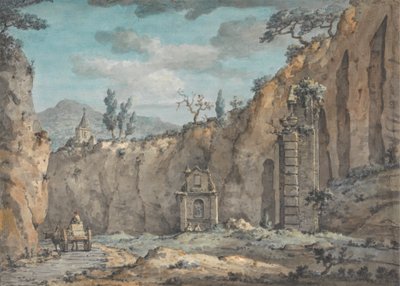 Oxcart v jeskyni v Posillipu od William Marlow
