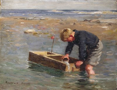 Vyprošťování lodi (olej na plátně) od William Marshall Brown