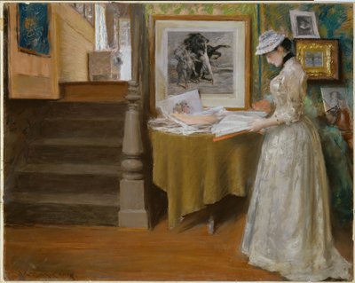 V ateliéru, asi 1892-93 (pastel na kartonu) od William Merritt Chase