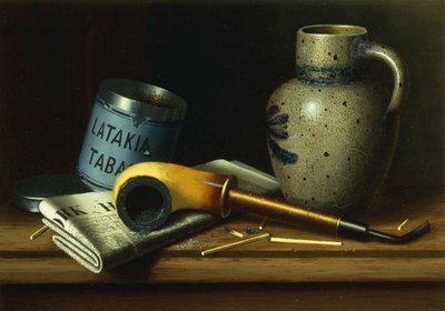 Zátiší s dýmkou a tabákem, od William Michael Harnett