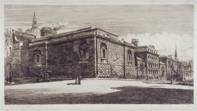 Pohled na věznici Newgate, Old Bailey, z Newgate Street, City of London, c1900 od William Monk
