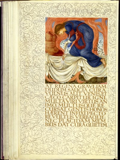 Dido se bodla, otevření IV. knihy Vergiliovy „Aeneidy“ od William Morris