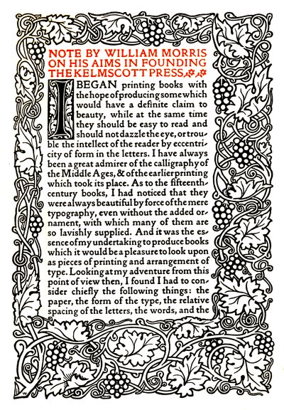 Kelmscott Press: Stránka vytištěná zlatým písmem, kolem roku 1895, 1914 od William Morris
