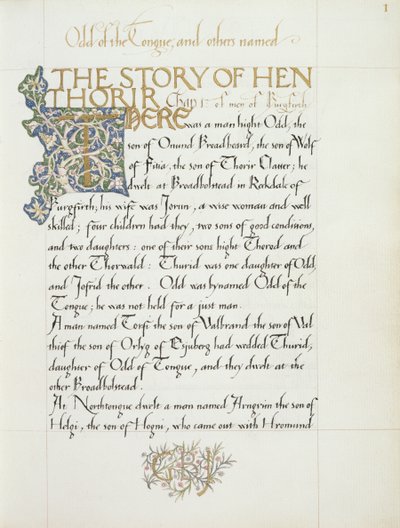 Ms 270* f.1r The Story of Hen Thorir, c.1873-4 (papír) od William Morris
