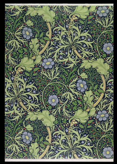 Design tapety s mořskými řasami, vytiskl John Henry Dearle (1860-1932), 1901 (tapeta) od William Morris