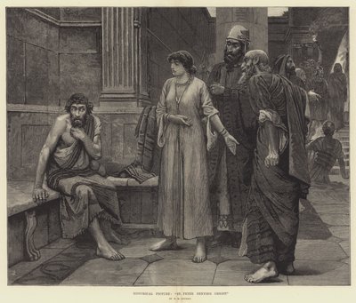 Historický obrázek, svatý Petr zapírající Krista od William Mouat Loudan