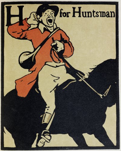 H je pro Huntsmana, ilustrace z knihy „Abeceda“, kterou vydal William Heinemann od William Nicholson
