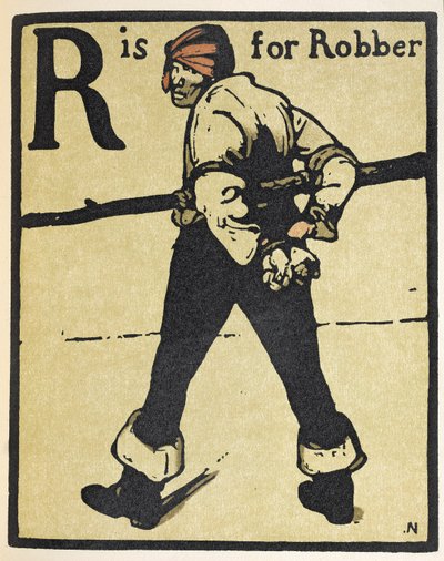 R je pro lupiče, ilustrace z „Abecedy“, kterou vydal William Heinemann od William Nicholson
