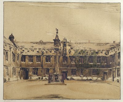 The Front Quad z Corpus Christi College, Oxford (pero a inkoust s mytím na papíře) od William Nicholson
