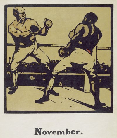 Měsíc listopad, z „Almanachu dvanácti sportů“, se slovy Rudyarda Kiplinga, poprvé publikoval William Heinemann od William Nicholson
