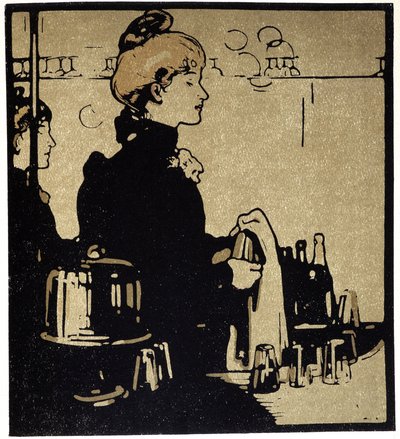 Young Woman Bartender, London – in „“ Types of London“ od Williama Nicholsona (1872-1949), ed Floury od William Nicholson