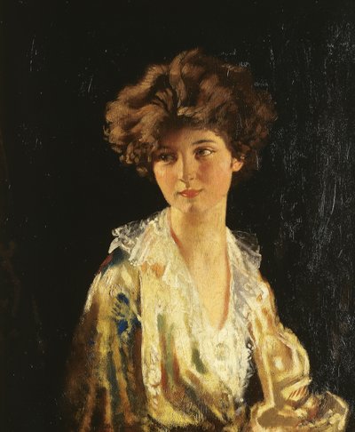 Portrét lady Evelyn Herbertové, poloviční délka, od William Orpen