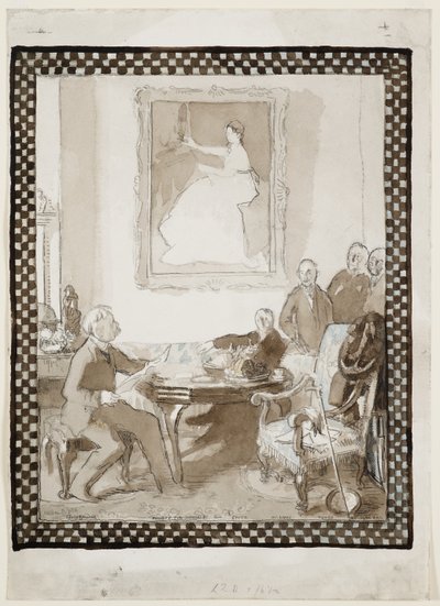 Tutkimus öljymaalaukseen "Homage to Manet", n. 1906 (akvarelli, tussi, liitu & kynä paperille) (ks. myös 63015) od William Orpen