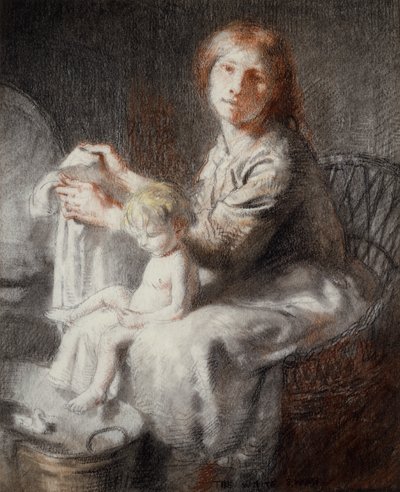 The White Swan (Grace and Kit) (pastel a černá pastelka) od William Orpen