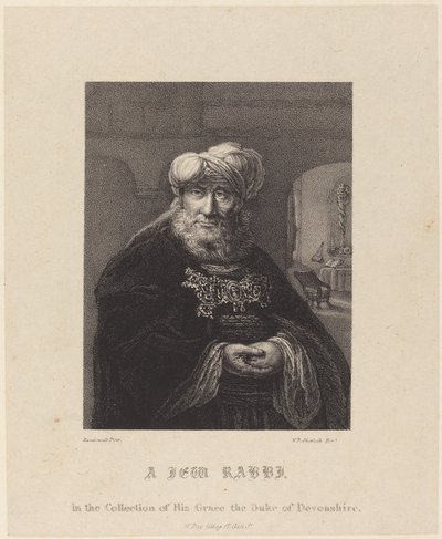 Židovský rabín od William P. Sherlock after Rembrandt van Rijn