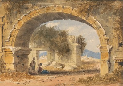 Postavy sedí pod kamenným obloukem od William Page