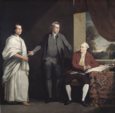 Omai, Joseph Banks a Dr. Daniel Solander, asi 1775 (olej na plátně) od William Parry